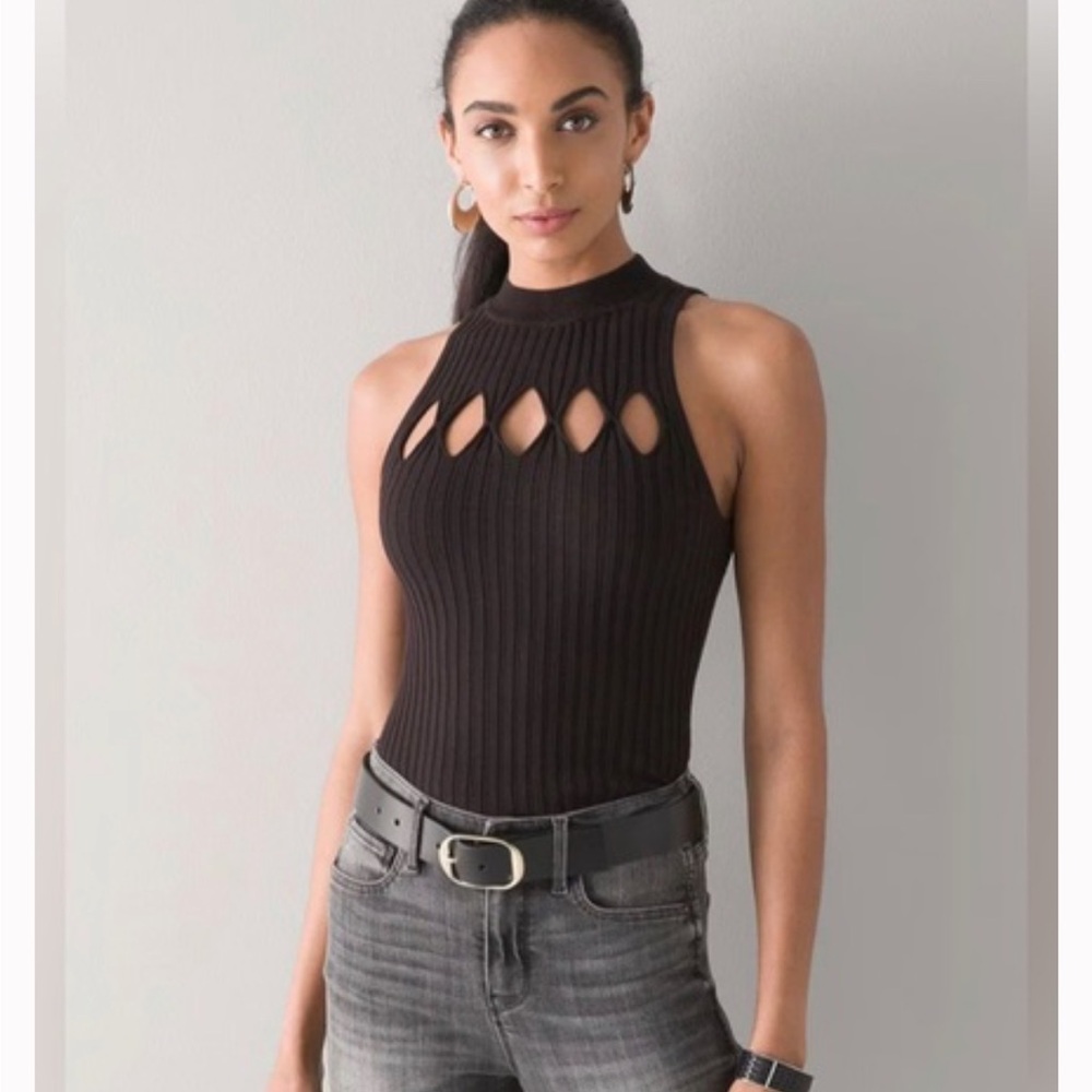 White House Black Market Black Ribbed Tank Top